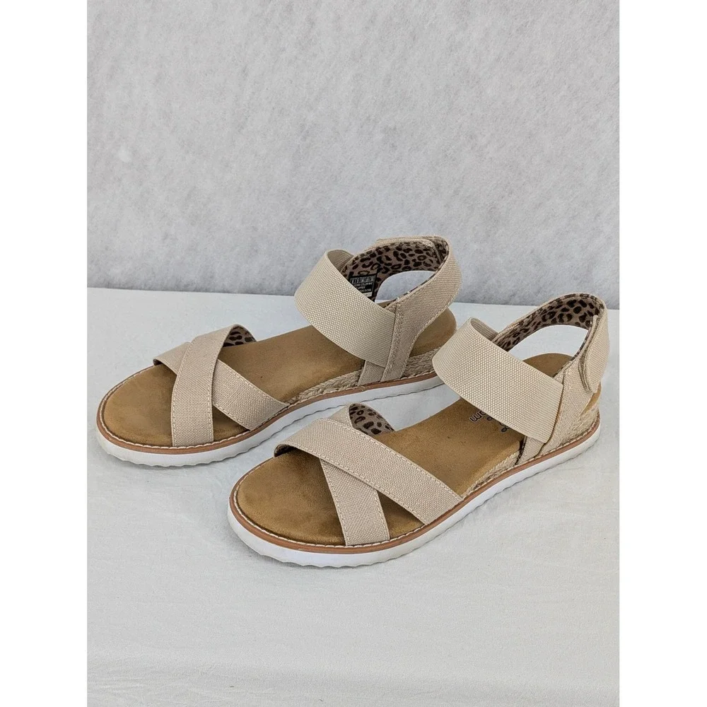 BOBS Skechers Desert Kiss Sandals Natural Beige Wmns 6 Neutral Earthy Espadrille